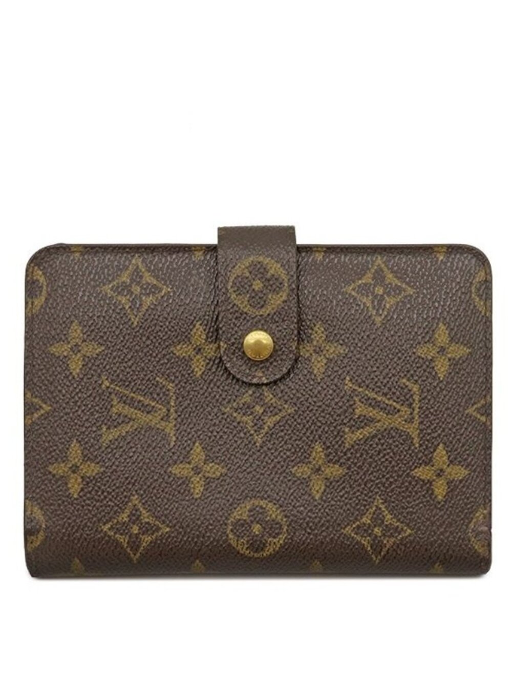 Louis Vuitton Bifold Wallet Porte Papier Zip Monogram Canvas Gold Brown